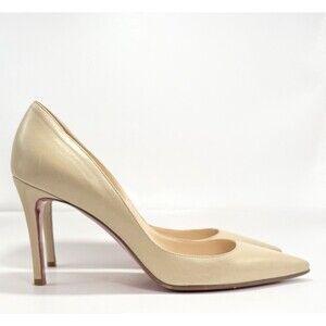 Christian Louboutin Pigalle 85 Nude/Beige Stiletto Heels Calf Leather Sz EU 37 7